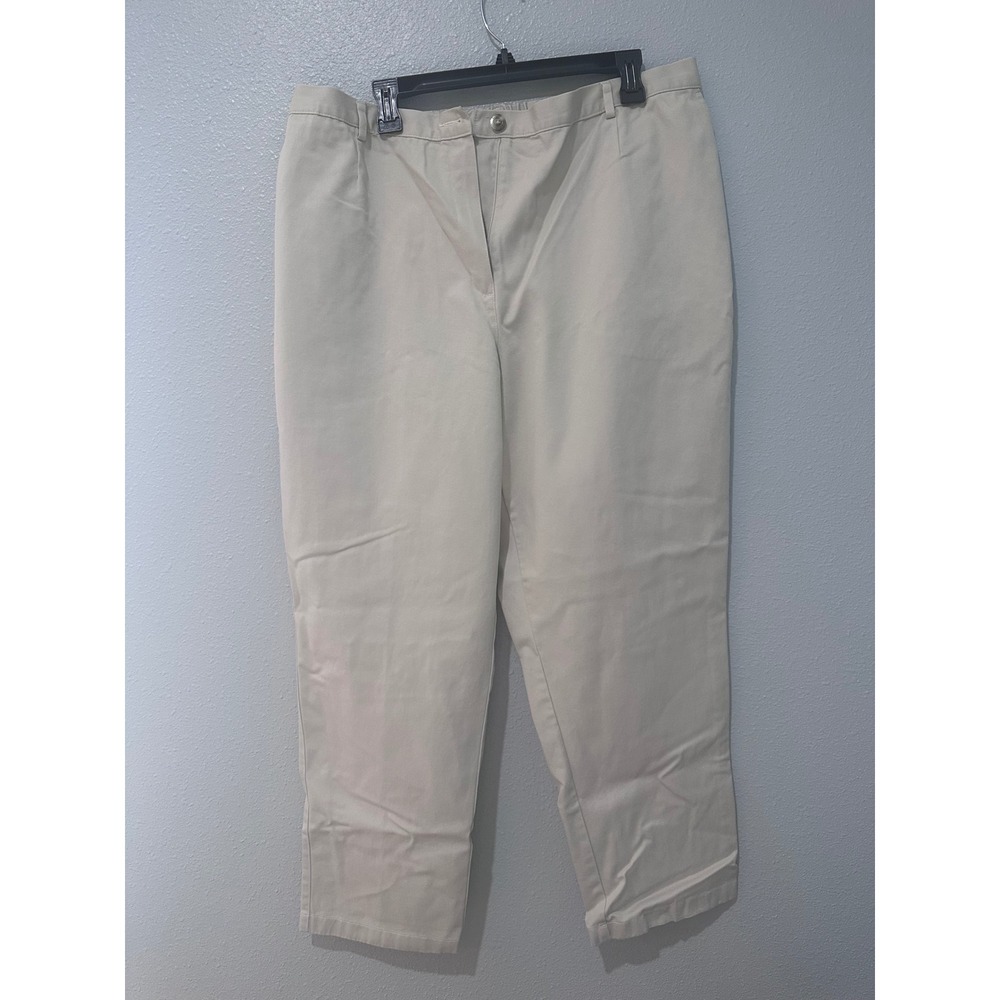 L.L. Bean Original Fit Khaki Chino Pants Womens 20W Regular Elastic Back Cotton